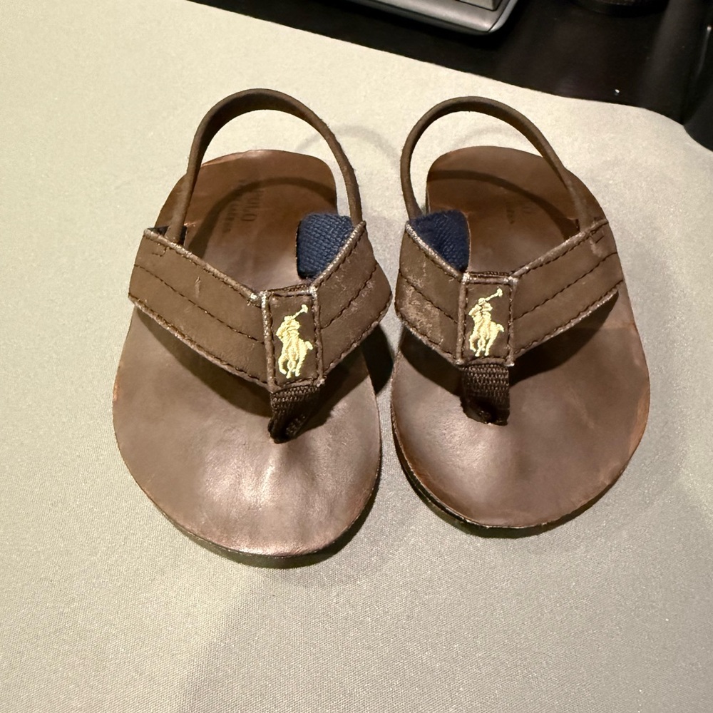Ralph Lauren Brown Sandals with Adjustable Ankle Strap